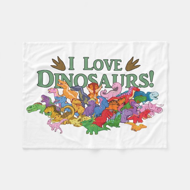 Cute and Colourful Dinosaurs Fleece Blanket (Front (Horizontal))