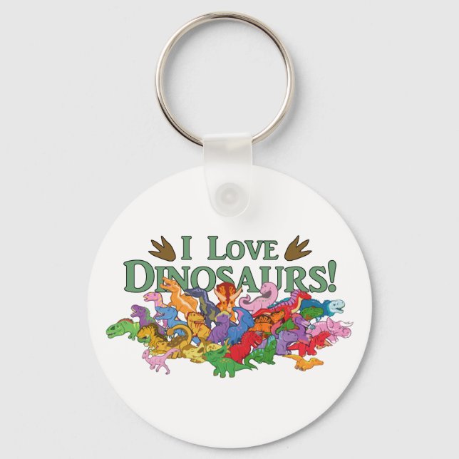 Cute and Colourful Dinosaurs Key Ring (Front)