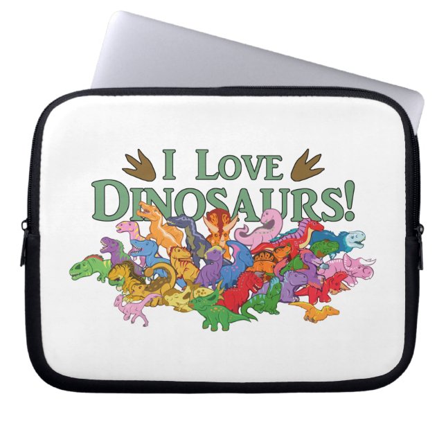 Cute and Colourful Dinosaurs Laptop Sleeve (Front)