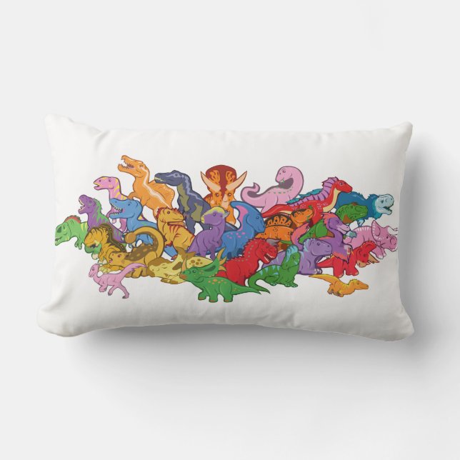 Cute and Colourful Dinosaurs Lumbar Cushion (Front)