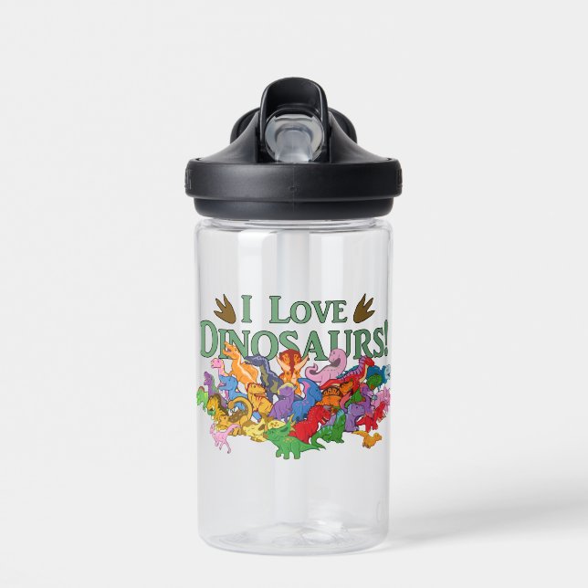 Cute and Colourful Dinosaurs Water Bottle (Front)