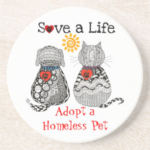 Cute and Colourful Dog and Cat Adoption Coaster