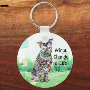 Cute and Colourful Dog and Cat Adoption Keychain