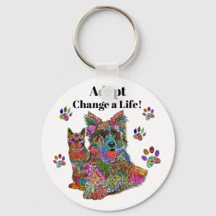 Cute and Colourful Dog and Cat Adoption Keychain