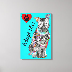 Cute and Colourful Dog and Cat Canvas 16"x"24" Print