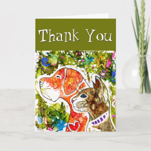 Cute and Colourful Dog and Cat Greeting Card