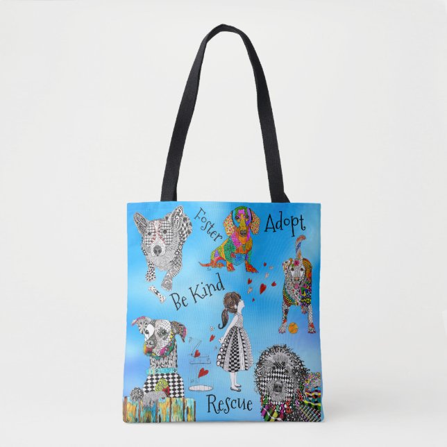 Cute and Colourful Dog and Cat Pet Adoption Tote (Front)