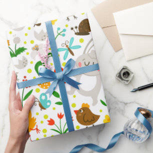 Cute and Colourful Easter Symbols Seamless Pattern Wrapping Paper