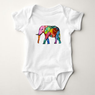 Cute and Colourful Elephant Baby Bodysuit