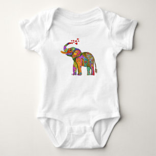Cute and Colourful Elephant Baby Bodysuit