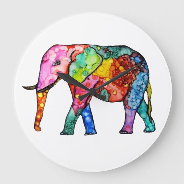 Cute and Colourful Elephant Clock (Front)