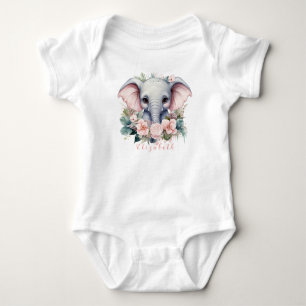 Cute and Colourful Floral Baby Elephant Bodysuit
