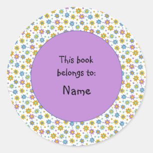 cute and colourful flower and dots classic round sticker