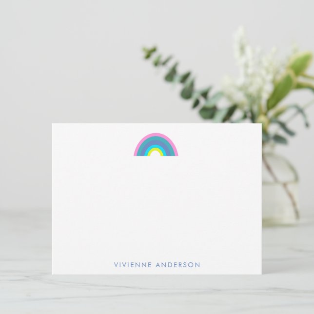 Cute and Colourful Geometric Rainbow Personalised  Card (Standing Front)