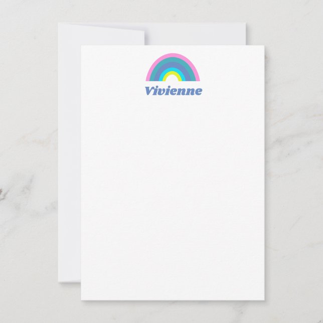 Cute and Colourful Geometric Rainbow Personalised  Thank You Card (Front)
