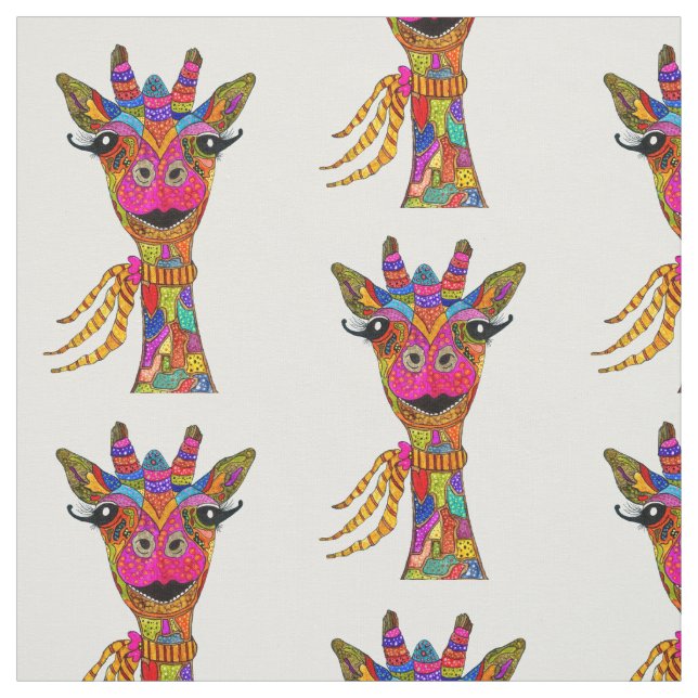 Cute and Colourful Giraffe Fabric (Swatch)