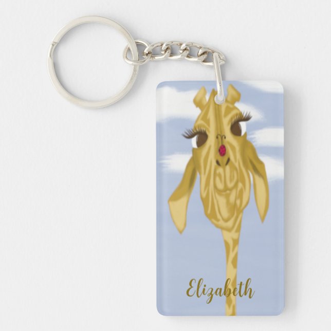 Cute And Colourful Giraffe Key Ring (Front)