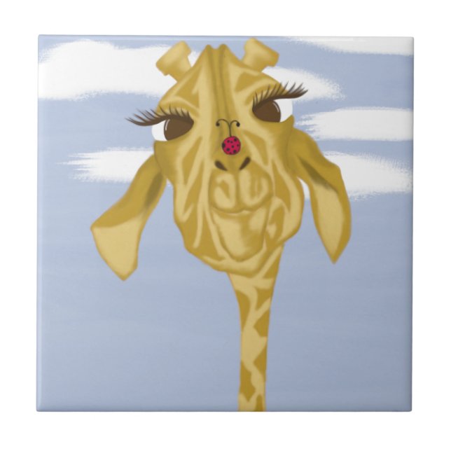Cute And Colourful Giraffe Tile (Front)