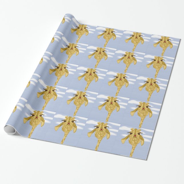 Cute And Colourful Giraffe Wrapping Paper (Unrolled)