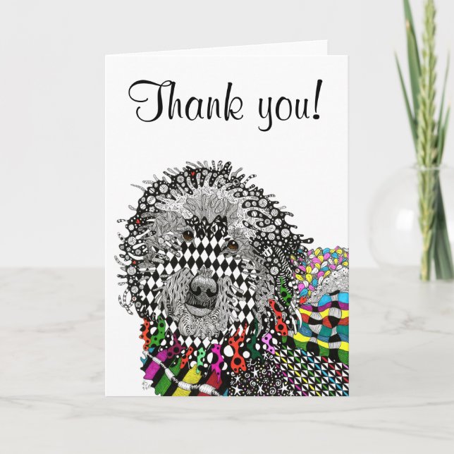 Cute and Colourful Goldendoodle Greeting Card (Front)