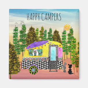 Cute and Colourful Happy Camper Magnet