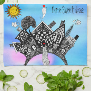 Cute and Colourful Home Sweet Home Kitchen Towel
