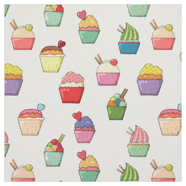 Cute and Colourful Ice Cream Pattern Fabric (Swatch)
