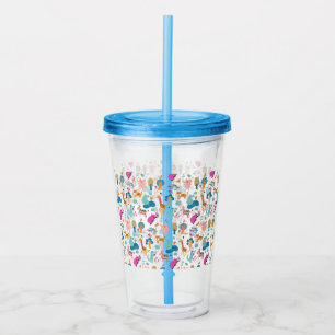 Cute and Colourful Jungle Animals Pattern Acrylic Tumbler