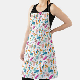 Cute and Colourful Jungle Animals Pattern Apron