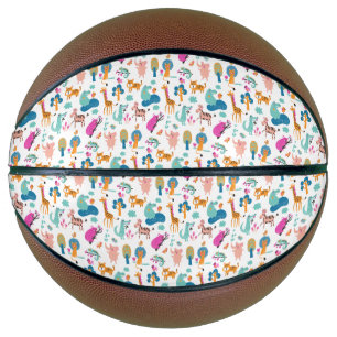 Cute and Colourful Jungle Animals Pattern Basketball