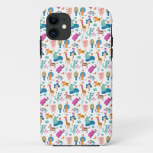 Cute and Colourful Jungle Animals Pattern iPhone 11 Case