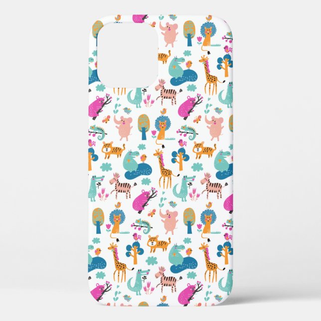 Cute and Colourful Jungle Animals Pattern Case-Mate iPhone Case (Back)
