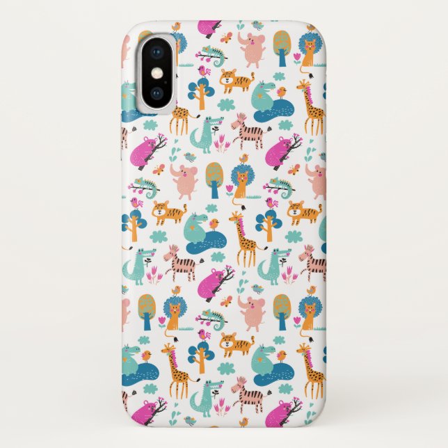 Cute and Colourful Jungle Animals Pattern Case-Mate iPhone Case (Back)