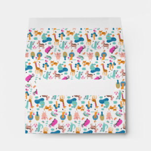 Cute and Colourful Jungle Animals Pattern Envelope