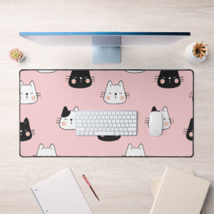 Cute and colourful kawaii cats seamless pattern  desk mat