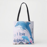 Cute and Colourful l Love Dolphins Quotes Name Tot