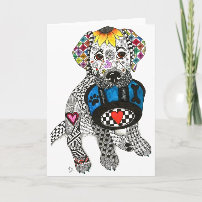 Cute and Colourful Labrador Dog Greeting Card (Front)