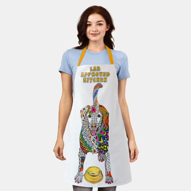 Cute and Colourful Labrador Retriever Apron (Worn)