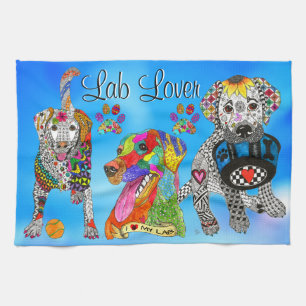 Cute and Colourful Labrador Retriever Kitchen Towe Tea Towel