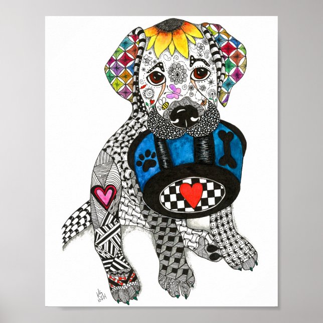 Cute and Colourful Labrador Retriever Poster (Front)