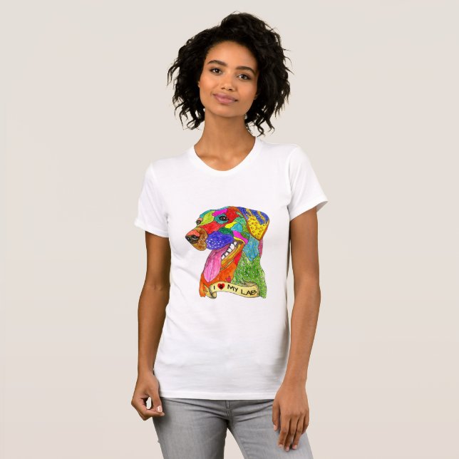 Cute and Colourful Labrador Retriever T-Shirt (Front Full)