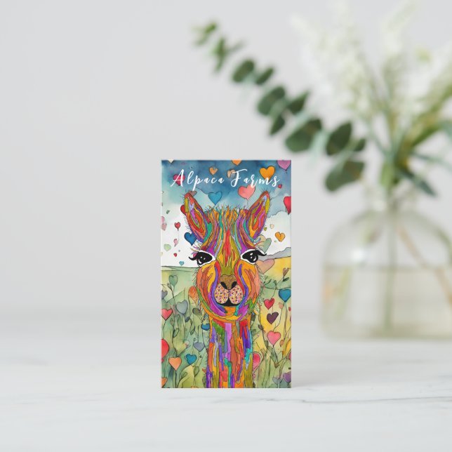 Cute and Colourful Llama/Alpaca Business Card (Standing Front)