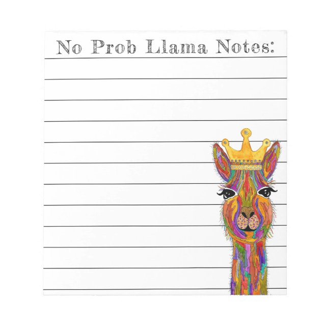 Cute and Colourful  Llama Alpaca Notepad (Front)