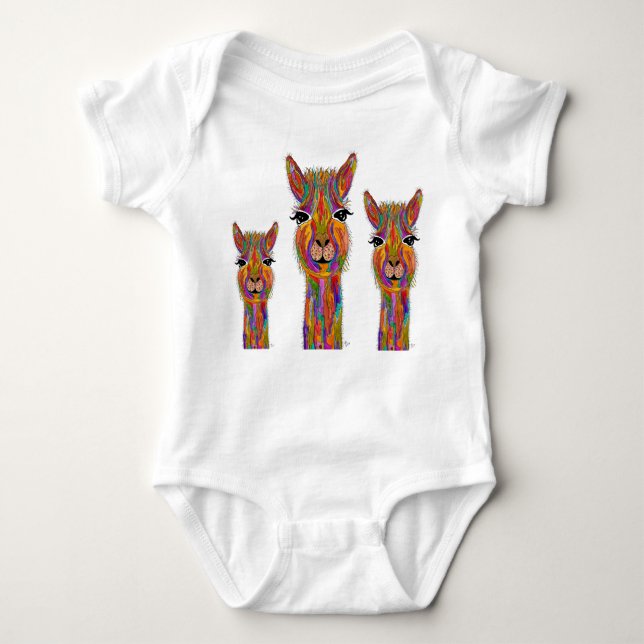 Cute and Colourful Llama Baby Bodysuit (Front)
