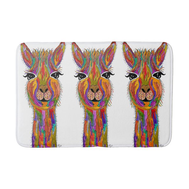Cute and Colourful Llama Bath Mat (Front)