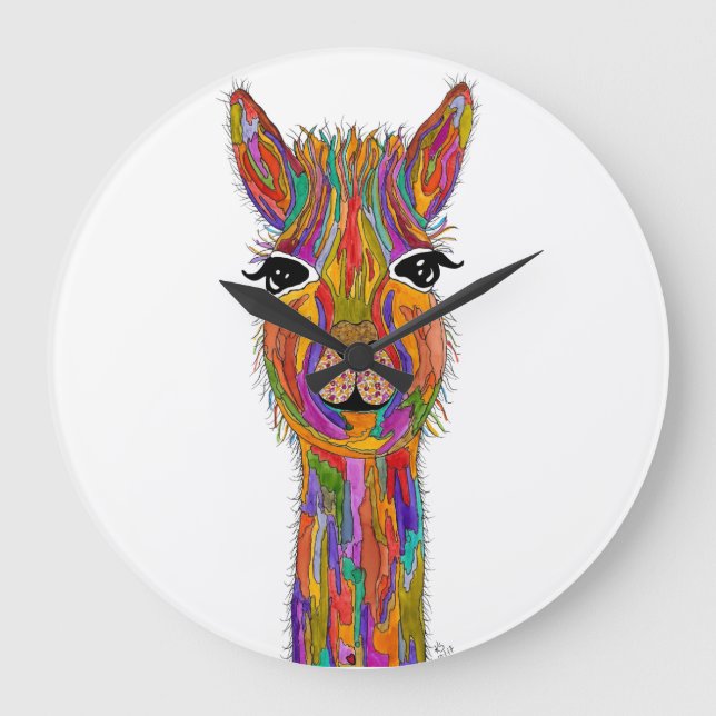 Cute and Colourful Llama Clock (Front)