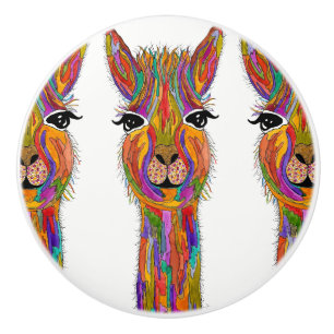 Cute and Colourful Llama Door Knob - Ceramic
