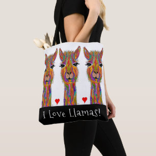 Cute and Colourful Llama Tote Bag