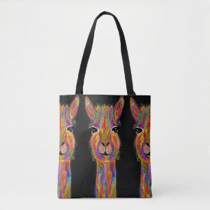 Cute and Colourful Llama Tote Bag