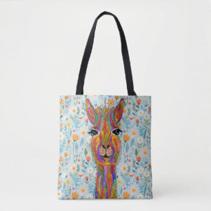 Cute and Colourful Llama Tote Bag